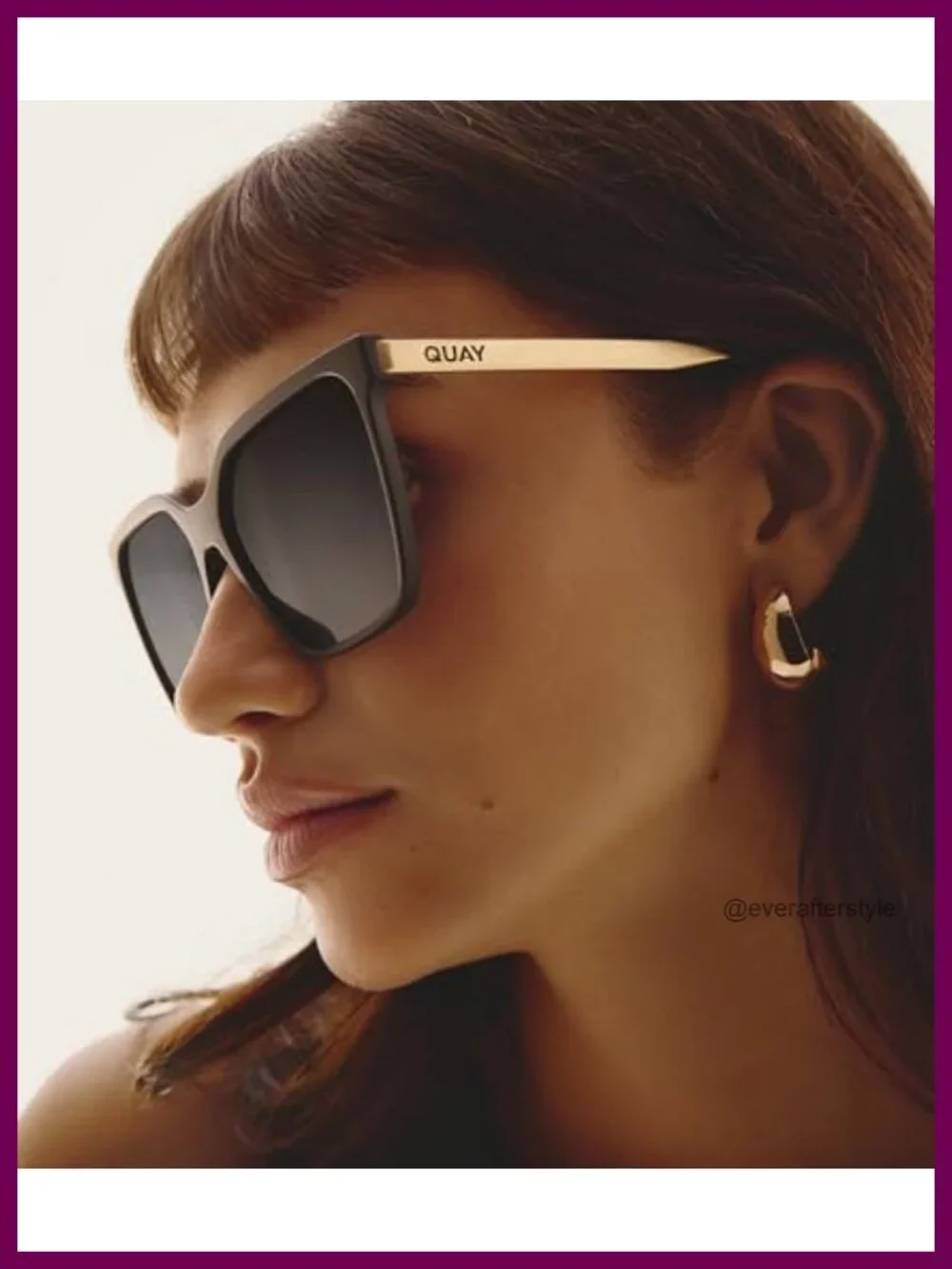 Oversized Polarized Square Sunglasses with Metal Brow Bar UV400 for Women